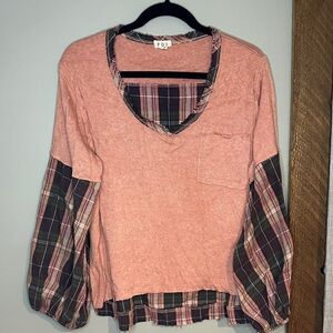 POL Pink and Plaid Top